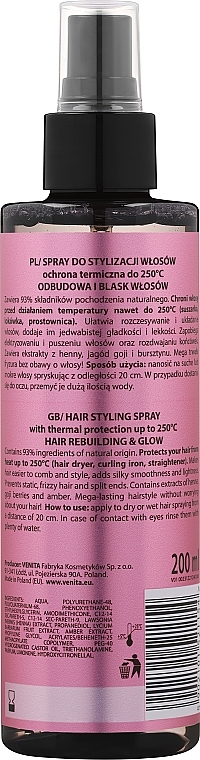 Hair Styling Spray, thermal protection - Venita Salon Professional — photo N2