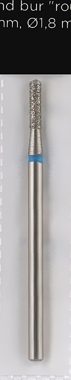 Diamond Nail File Drill Bit, rounded cylinder, L-8 mm, 1.8 mm, blue - Head The Beauty Tools — photo N1