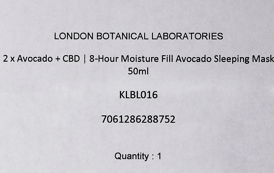 Set - London Botanical Laboratories Avocado+CBD 8-Hour Moisture Fill Avocado Sleeping Mask (mask/50ml + mask/50ml) — photo N12