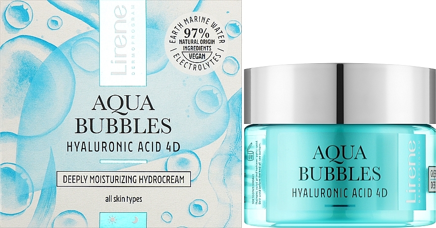 Moisturizing Facial Hydrocream - Lirene Aqua Bubbles Hyaluronic Acid 4D Moisturizing Hydrocream — photo N18