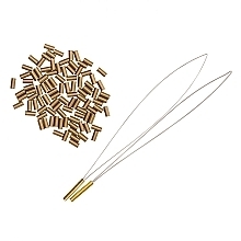 Hair Extension Micro-Rings, light brown, 100 pcs. - Balmain Paris Hair Couture Micro Rings Light Brown With 2 Pullers — photo N2