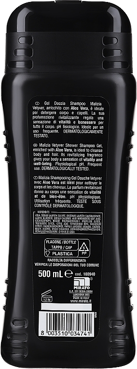 Shower Gel-Shampoo - Malizia Vetyver Uomo — photo N2