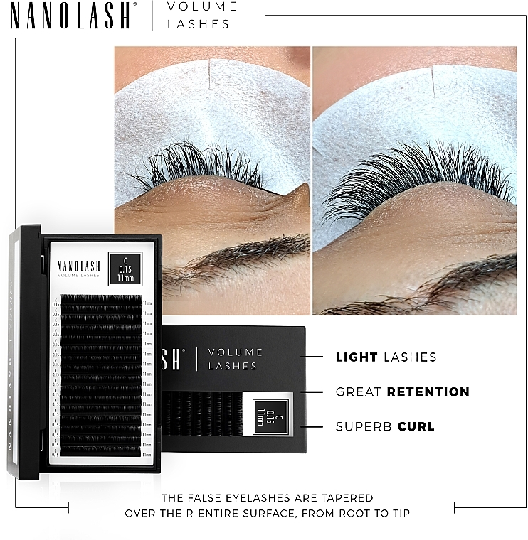 False Eyelashes D, 0.10 (6-13 mm), mix - Nanolash Volume Lashes — photo N3