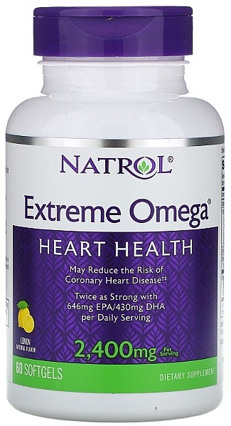 Omega with Lemon Flavor, 2400mg - Natrol Omega Extreme Heart Health — photo N1