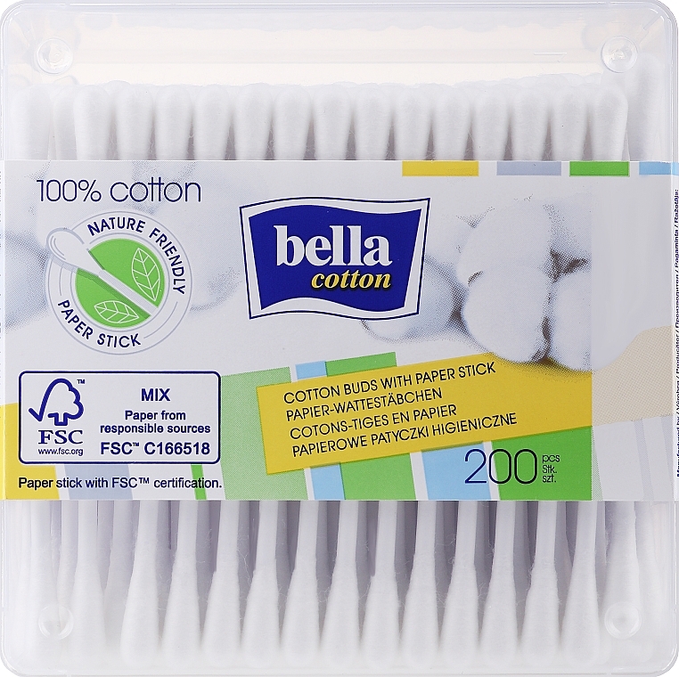 Rectangular Cotton Buds, 200 pcs - Bella — photo N2