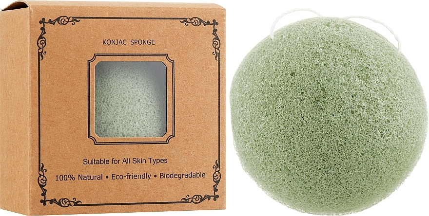 Konjac Kraft Cleansing Sponge, green tea - Cosmo Shop Konjac Sponge Craft Box — photo N14