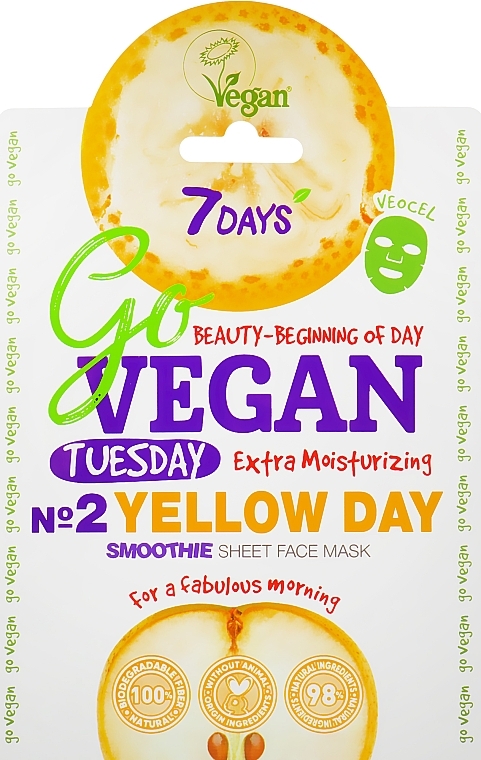 GIFT! Sheet Face Mask 'For a Fabulous Morning' - 7 Days Go Vegan Tuesday Yellow Day — photo N1