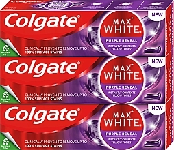 Fragrances, Perfumes, Cosmetics Set - Colgate Max White Purple Reveal Toothpaste Set (toothpaste/3x75ml)