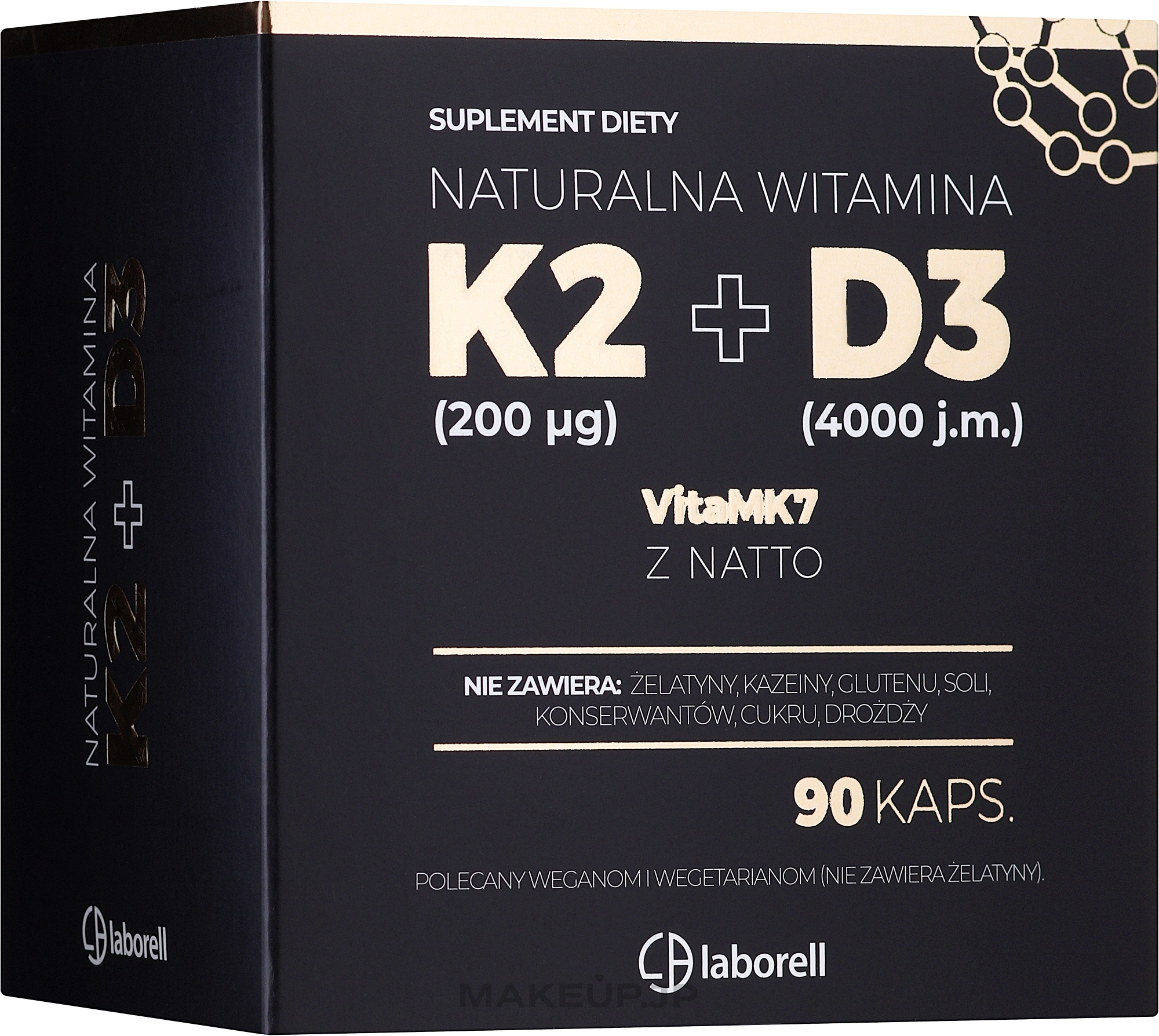 Vitamin K2 200 mg + D3 4000 j.m. Dietary Supplement, capsules - Laborell — photo 90 szt.