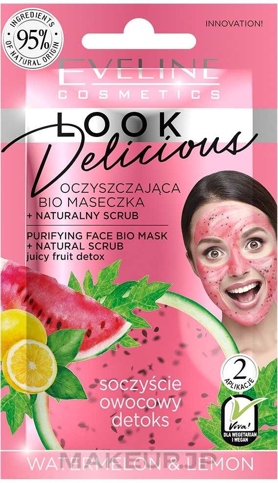 Cleansing Face Bio Mask "Watermelon & Lemon" - Eveline Cosmetics Look Delicious — photo 10 ml