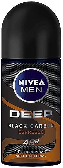 Men Roll-On Deodorant - NIVEA Men Deep Black Carbon Espresso Anti-Perspirant — photo N1