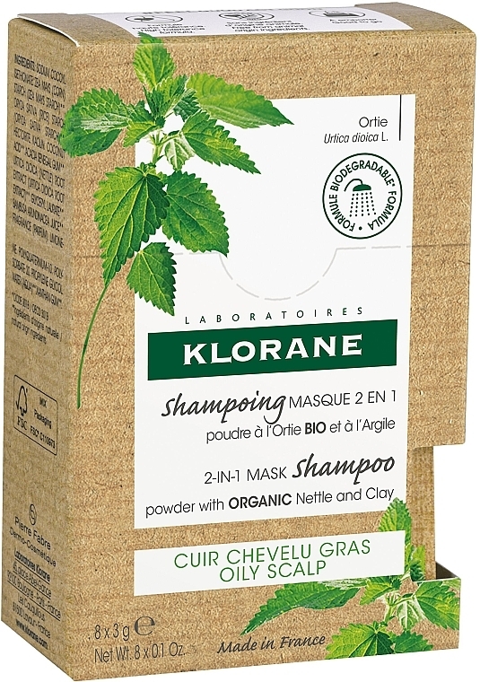 Shampoo-Mask - Klorane 2-in-1 Mask Shampoo Powder with Nettle and Clay — photo N2