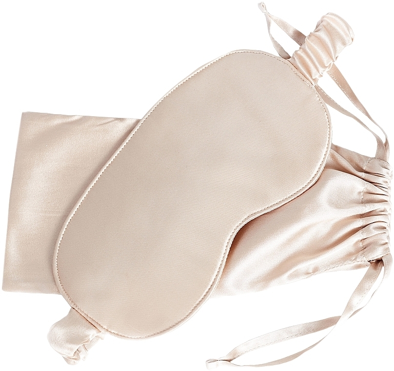 Natural Silk Sleep Mask with Pouch, light beige - de Lure Sleep Mask — photo N2