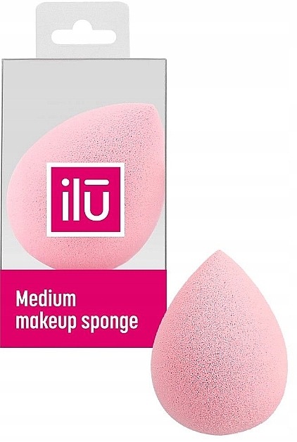 Raindrop Medium Makeup Sponge, pink - Ilu Sponge Raindrop Medium Pink — photo N1