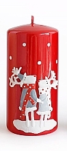 Fragrances, Perfumes, Cosmetics Decorative Candle, Red, 7x14 cm - Artman Reindeers