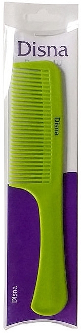 Hair Comb, 22.5 cm, with rounded handle, green - Disna Beauty4U — photo N12