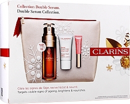 Fragrances, Perfumes, Cosmetics Set - Clarins Double Serum Collection (serum/50ml + balm/15ml + lip/gloss/5ml + bag)