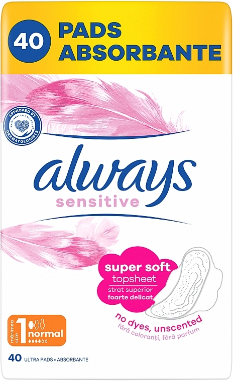 Sanitary Napkins, 40 pcs - Always Ultra Sensitive Normal Quattro — photo N3