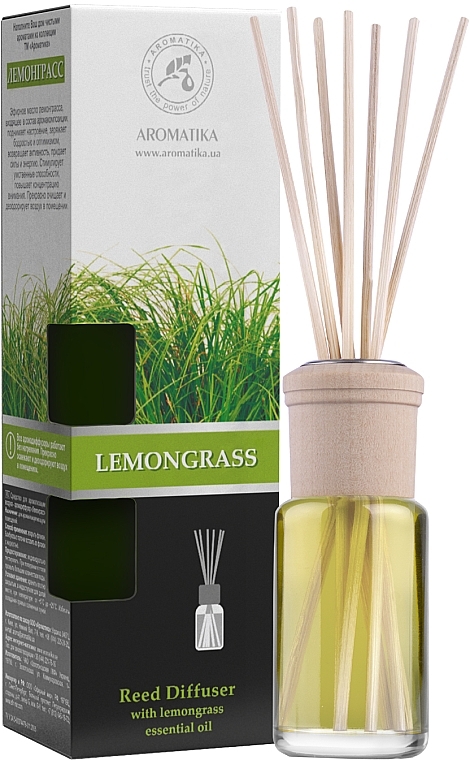 Lemongrass Reed Diffuser with Natural Essential Oils - Aromatika — photo N89