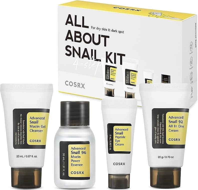 Snail Mucin Miniature Set - Cosrx Advanced Snail Mucin (cl/20ml + essence/30ml + cr/5g + cr/20ml) — photo N1