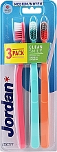 Fragrances, Perfumes, Cosmetics Medium Toothbrush Set, pink, mint, orange - Jordan Clean Smile Medium