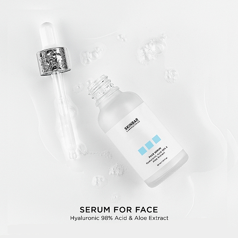 Face Moisturising Serum with Hyaluronic Acid 98% & Aloe Extract - SKINBAR Hyaluronic Acid 98% & Aloe Extract Face Serum — photo N6