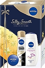 Fragrances, Perfumes, Cosmetics Set - Nivea Silky Smooth Set (sh/gel/250ml + deo/150ml + cr/30ml)