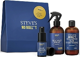 Set - Steve's No Bull***t Hair Styling Box (shmp/250ml + h/spray/250ml + h/powder/35ml) — photo N1