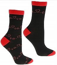 Fragrances, Perfumes, Cosmetics Love Women Socks, 2 pairs, red-black + red-black with hearts - Moraj