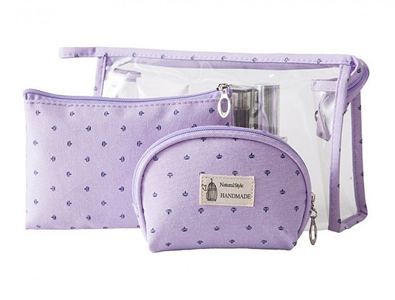 3in1 Makeup Bag Set, purple - Ecarla Cosmetic Kit 3in1 — photo N1