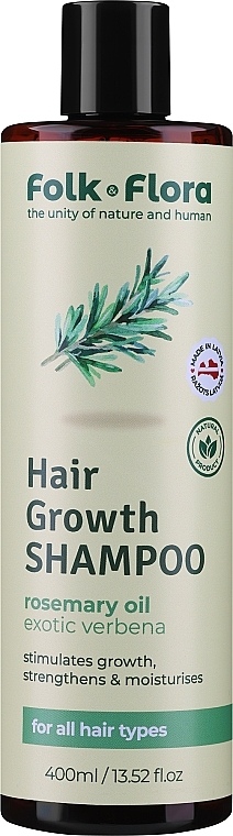 Hair Growth Shampoo with Rosemary & Verbena Oil - Folk&Flora Hair Growth Shampoo — photo N1