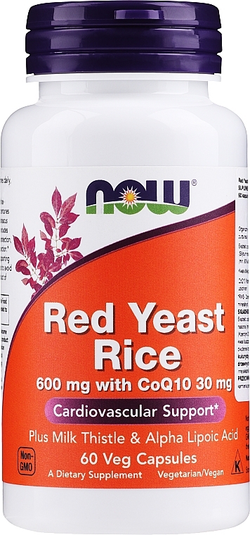 Red Yeast Rice With CoQ10, 600mg, capsules - Now Foods Red Yeast Rice With CoQ10, 600mg — photo N16