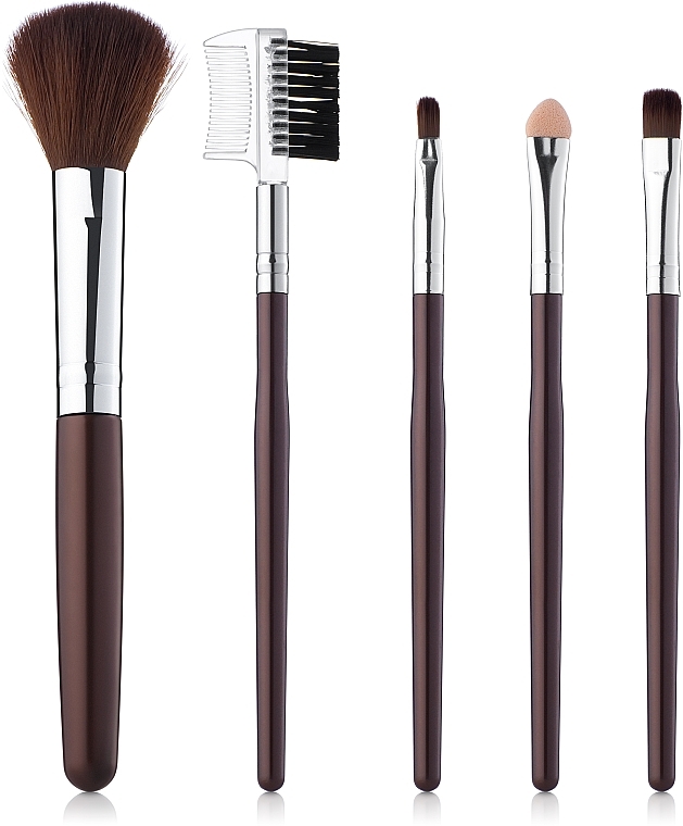 Makeup Brushes Set, 5 pcs, brown - Aise Line Makeup Brush Set — photo N6