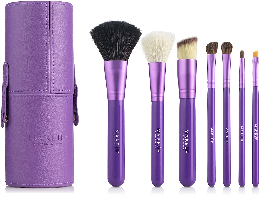 Makeup Brush Set in Tube, 7 pcs, purple - MAKEUP — photo N1