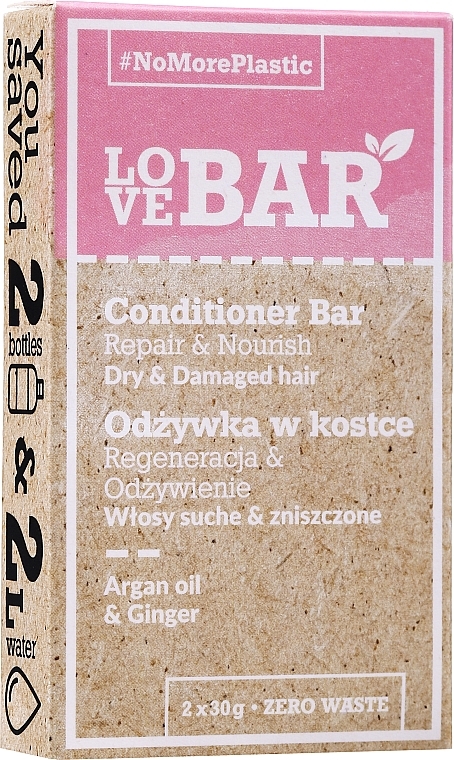 Argan & Ginger Conditioner Bar for Dry & Damaged Hair - Love Bar Repair & Nourish Conditioner Bar — photo N2