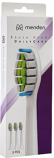 Toothbrush Heads, 3 pcs, white - Meriden Sonic DailyCare Family White — photo N1