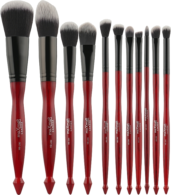 Makeup Brush Set MB-290, 11 pcs, black-silver case - MaxMar Brush Set — photo N2