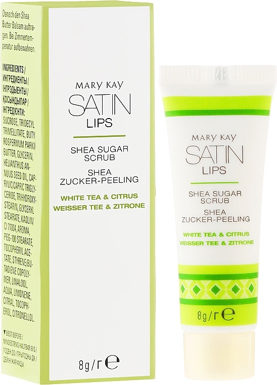 Shea Butter Sugar Lip Scrub "White Tea and Citrus" - Mary Kay Satin Lips Shea Sugar Scrub — photo N1