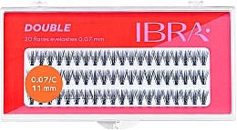 Individual Lashes, C 11 mm - Ibra 20 Flares Eyelash Knot-Free Double — photo N5