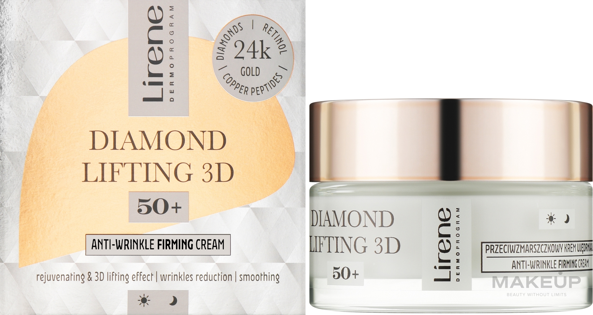 Smoothing Face Cream 50+ - Lirene Diamond lifting 3D Cream — photo 50 ml