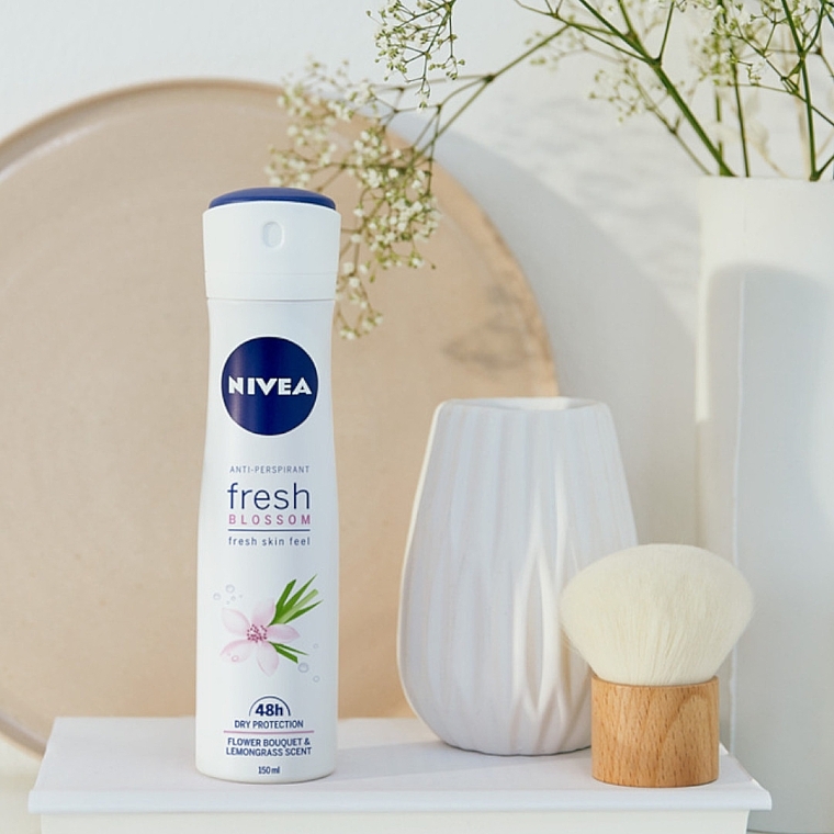 Body Deodorant Spray - Nivea Anti-Respirant Fresh Blossom Fresh Skin Feel Flower Bouquet & Lemongrass Scent — photo N13