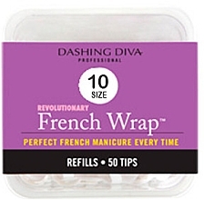 Narrow Nail Tips "French Smile" - Dashing Diva French Wrap White 50 Tips (Size 10) — photo N3