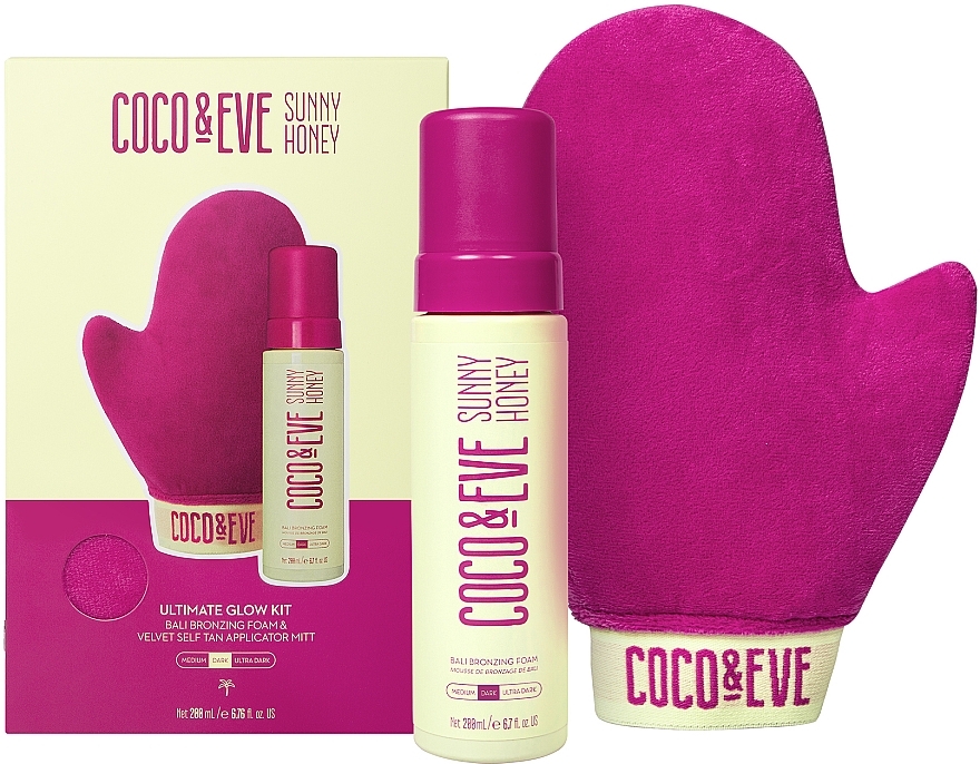 Set - Coco & Eve Sunny Honey Ultimate Glow Kit Dark (foam/200ml + acc/1pc) — photo N1