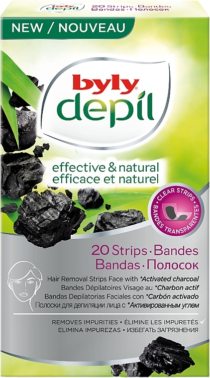 Face Wax Strips - Byly Depil Activated Charcoal Hair Removal Strips Face — photo N1