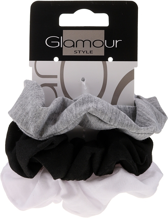 Elastic Hair Bands, 420, black+gray+white - Glamour — photo N6