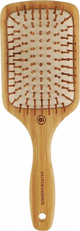 Square Hair Brush, bamboo, L - Olivia Garden Bamboo Touch Massage — photo N1