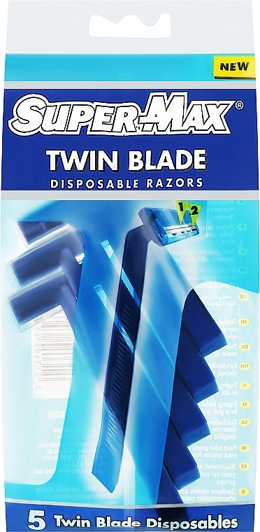 Shaving Razor Set without Refills, 5 pcs. - Super-Max Twin Blade — photo N1