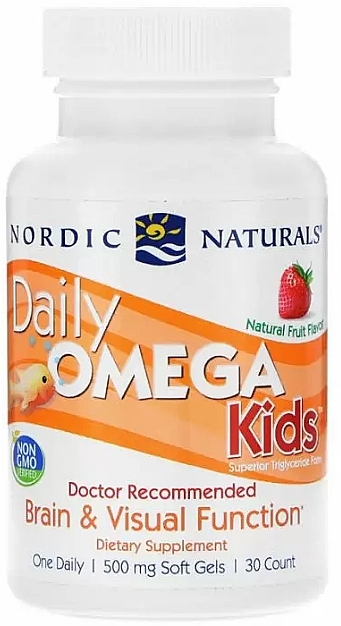 Kids Omega Strawberry Dietary Supplement, 500mg - Nordic Naturals Daily Omega Kids — photo N1