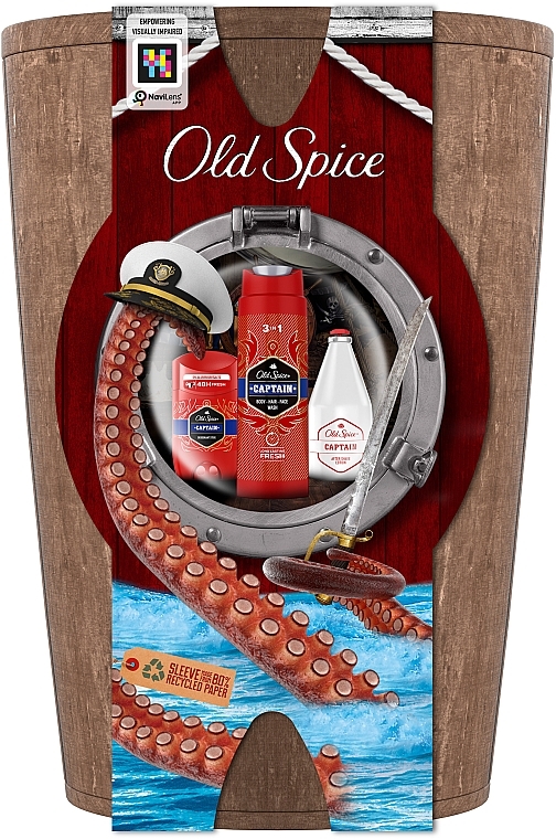 Set - Old Spice Captain (deo/50ml + sh/gel/250ml + ash/lot/100ml + bag) — photo N1