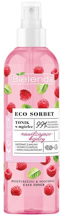 Raspberry Face Toner Spray - Bielenda Eco Sorbet Moisturizing & Soothing Face Toner — photo N2